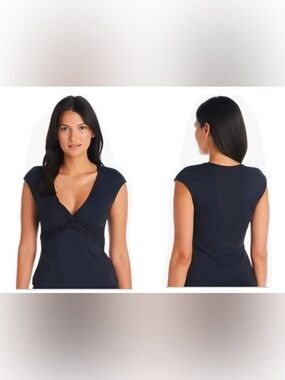 Bleu Rod Beattie Let's Get Twisted Cap Sleeve Tankini Top Black Size 20W